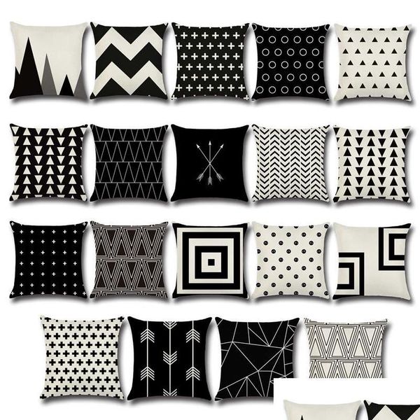 

new design christmas geometry cushion covers cotton linen black pillow cover for sofa bed nordic pillow case jllloy lucky2005