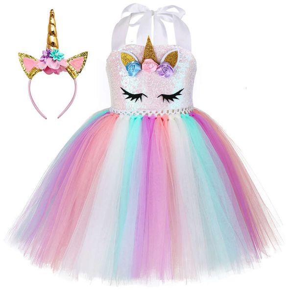

2020 tutu girls carnival par unicorn sequin drs, Red;yellow