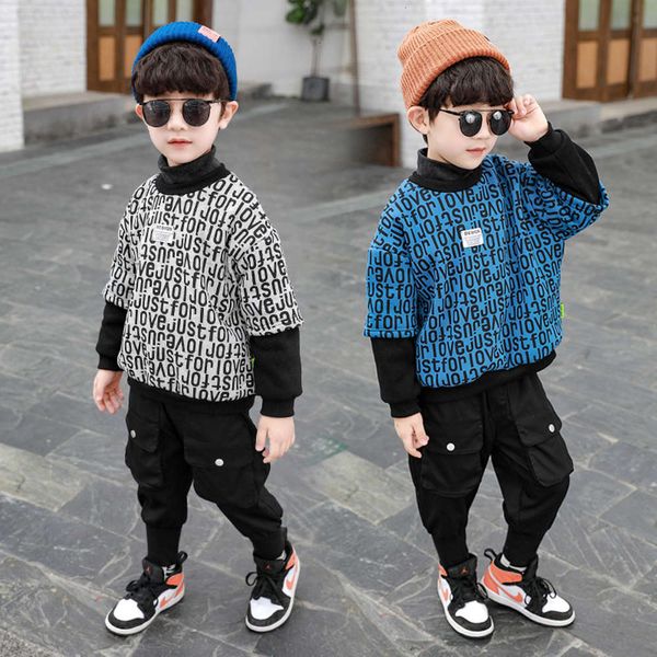 

and 2020 boys' winter sweater autumn cool children's letter plush pullover 4e46, Black