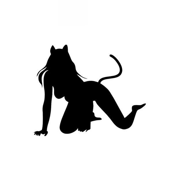 

car sticker cat girl walking advanced design cover body fashion sticker personality sticker black/white, 12cm*10cm