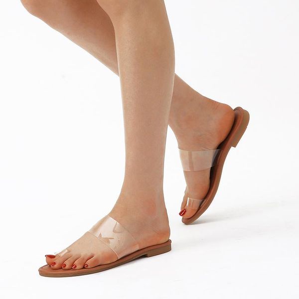 

slippers women summer flats shoes woman outdoor flip thong clear transparent slides sandalias mujer sapato feminino d10881, Black