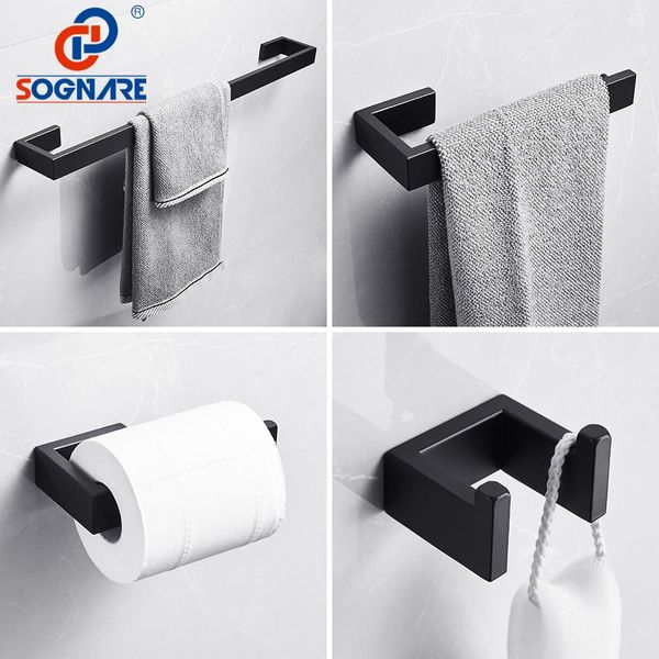 

sognare 304 из нержавеющей стали черный матовый аксессуары для ванной комнаты набор для полотенец single robe hook бумаги держатель для ванн