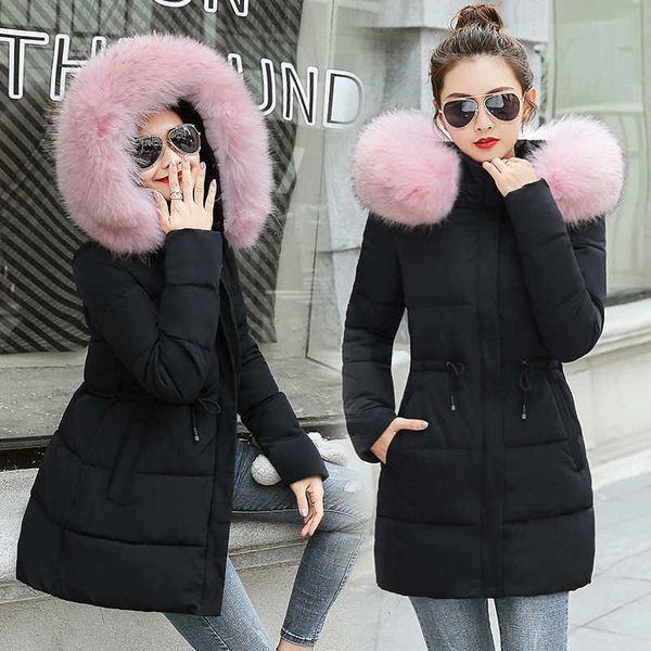 

winter jacket women 2021 new long outwear for women winter down jacket female warm winter coat women fake fox fur parkas y190828, Black