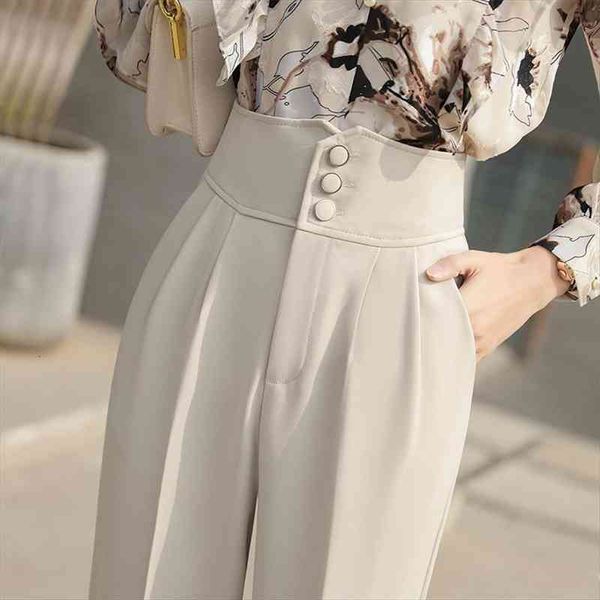 

summer women harem pants drape high waist womens suit trousers spring autumn ankle-length pants loose straight suit, Black;white