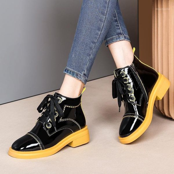

boots euro style female med square heels fashion party patent leather shoes woman winter warm women ankle western riding boots1, Black