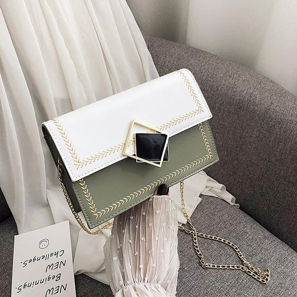 

contrast embroidered line female bag chain ladies bag new 2020 fashion wild messenger bags women crossbody bags bolsos mujer