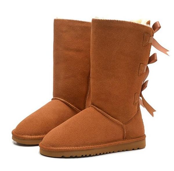 

fashion men women australia classic snow boots long ankle short bow fur designer boots for winter casual platform shoes us5-12, Black