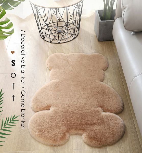 

bear rug super soft silk carpet indoor modern living room bedroom rug antiskid soft 60cm *80cm mat gray white brown children