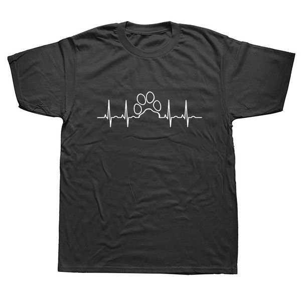 

paw heartbeat lifeline dog cat funny men summer cotton harajuku short sleeve streetwear black hoodie designers t shirts sweatshirt