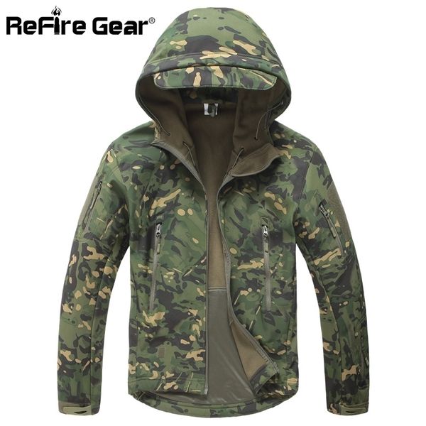 Lurker Shark Soft Shell Militärische Taktische Jacke Männer Wasserdichte Warme Windjacke Mantel Camouflage Kapuzenjacke US Army Kleidung 201124