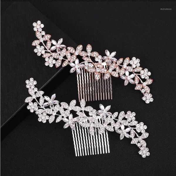

hair clips & barrettes elegant wedding combs for bride crystal rhinestones pearl women hairpins bridal headpiece accessories1, Golden;silver
