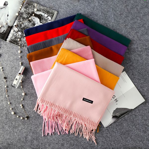 

autumn winter warm fashion scarf solid color imitation cashmere fashion gift shawl 200*70cm tassel thermal designer scarf vt1800