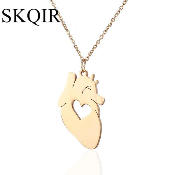 

skqir цветого золото подарки ожерелье сердце мода любовь крошка женщина подвеска ожерелье цепи медицинских девушки ювелирные изделия из нерж, Silver