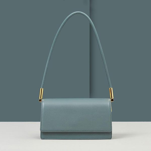 

fashion genuine leather shoulder bags for women underarm bag designer new lady handbags high-end solid color baguette bags purse