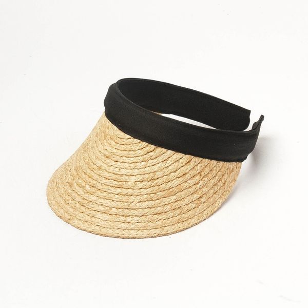 

women summer straw sun hat raffia handmde ribbon beach hat y200602, Blue;gray