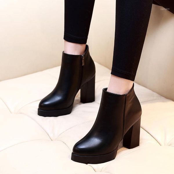 

boots 2021women ankle drop autumn women high heels platform ladies black pumps shoes1