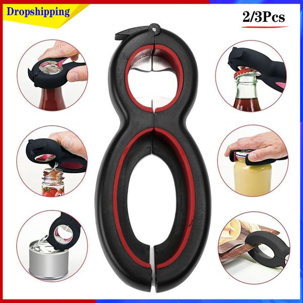 Dropshipping 2/3 stücke 6-in-1 Multi Funktion Twist Flaschenöffner Alle In Einem Glas Greifer können Wein Bier Deckel Twist Off Jar Opener Klaue 201201