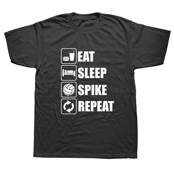 

sport funny eat sleep volleyball repeat graphic t shirts men summer cotton harajuku plus size o neck streetwear hip hop t-shirt