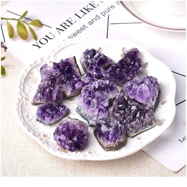 

1pc natural amethyst crystal cluster quartz raw crystals healing stone decoration ornament purple feng shui stone ore qylzsm, Black