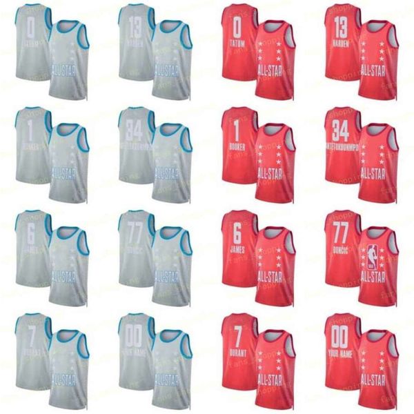 

2022 all-star basketball jerseys 30 stephen luka curry 11 demar trae derozan young 12 ja 77 doncic morant 1 devin 11 thompson booker 13 jame, Black;red