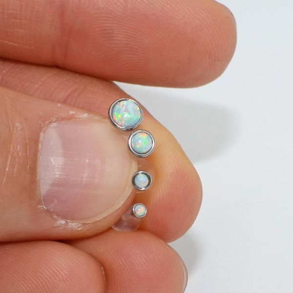 

lot 4pcs opal 17 stone bioplast labret monroe lip stud fire opal ear cartiliage tragus helix piercing stud ring 16g body q jllojl, Silver