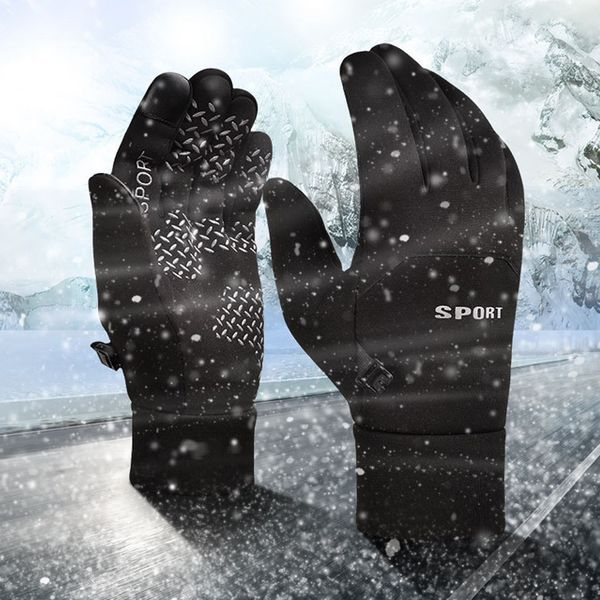 

mens warm waterproof winter gloves touchscreen for cycling, Blue;gray
