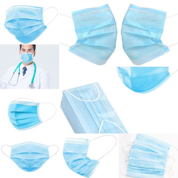 

disposable retail 50 pieces /box in stock face 3-layer ear-loop dust elastic mouth 3ply non-woven anti-dust self protectosoa