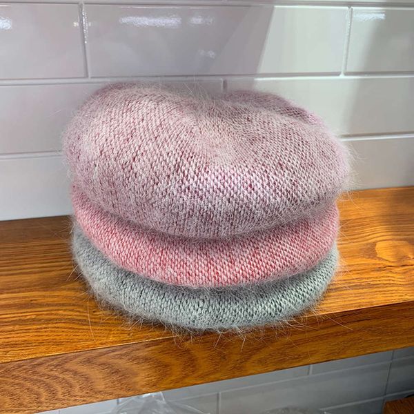 

rabbit hair blended jmx bud hat korean version versatile soft girl lady pumpkin beret autumn and winter, Blue;gray