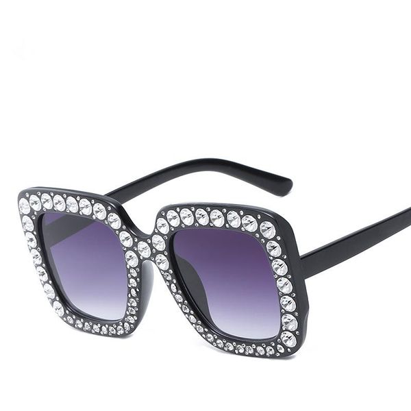 

sunglasses fashion european and american trend diamond inlaid glasses women's ocean lens anti uv sun oem, White;black
