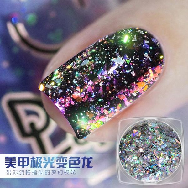 

nail glitter imported high shinning aurora laser chameleon art mirror powder symphony sequins flake, Silver;gold