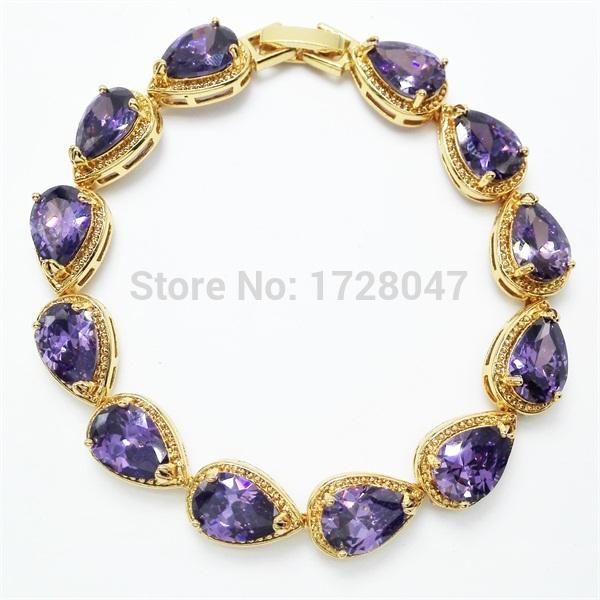 

sell purple gold color water drop crystal bracelet & bangle made with zircon,crystal jewelry, Black