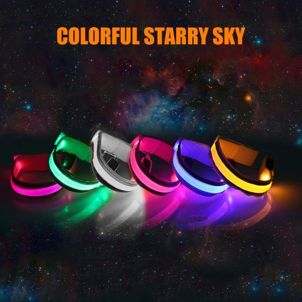 

elbow & knee pads sports safety strap reflective led light wristband armband night running cycling portable waterproof elements, Black;gray