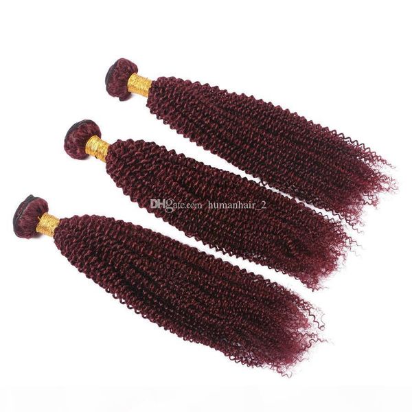 

burgundy hair bundles afro kinky 99j hair weaves burgundy peruvian virgin hair wefts 8a grade bundles, Black;brown