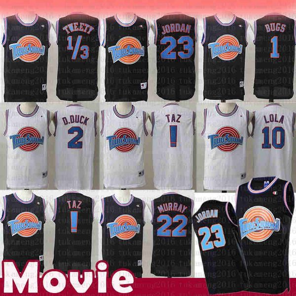 

23 michael lebron 23 james 1 bugs movie space jam tune squad jersey 22 bill murray 10 lola 2 d.duck taz 1/3 tweety jerseys, Black;red