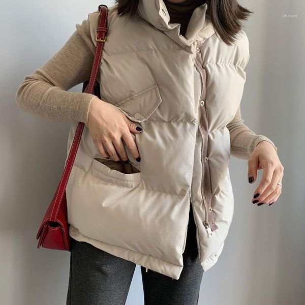 

vest jacket female autumn winter new cotton vest women korean fashion loose puffer short coat1, Black;white