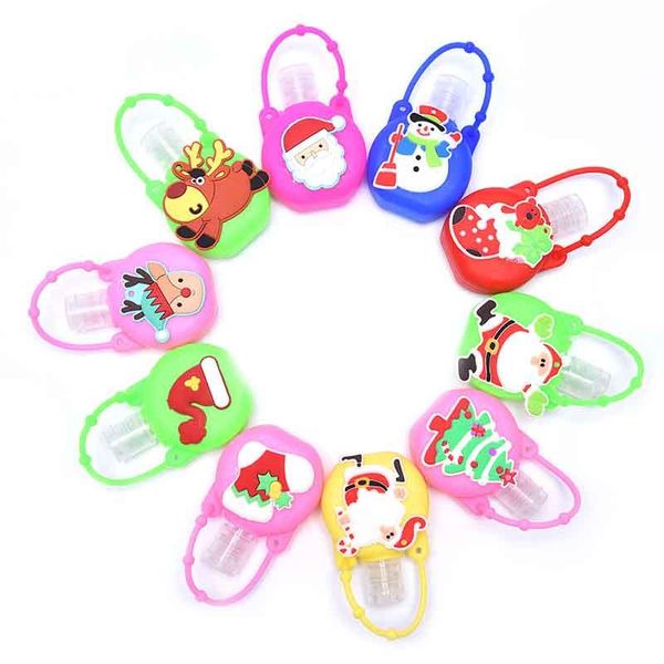 

1pc 30ml christmas round bottle silicone mini cute funny animal silicone hand sanitizer pocketable holder with empty bottle