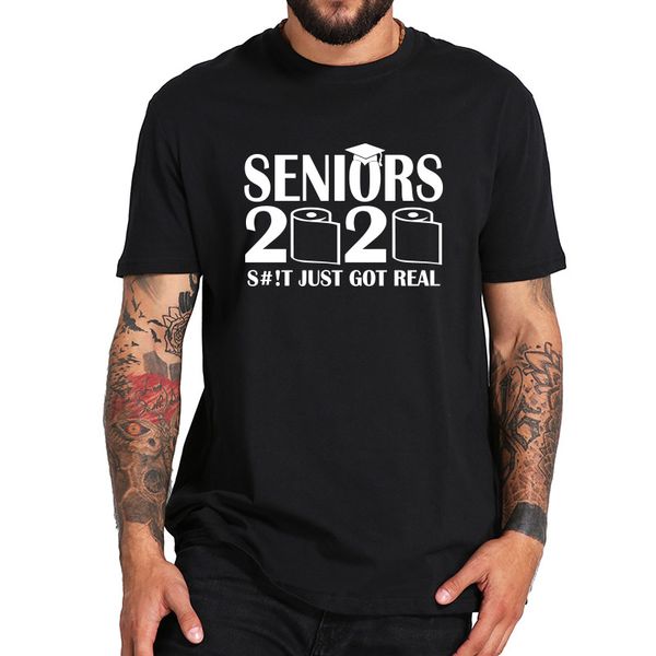

seniors funny graduation s#t just got real vintage cool eu size short sleeve basic camisetas hooded sweatshirt hoodie men t shirt