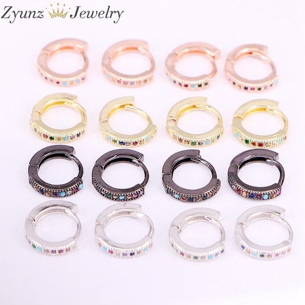 

10 pairs, rainbow mix colored cz earring metal filled hoops girls minimal tiny small cute gorgeous earring1, Golden;silver