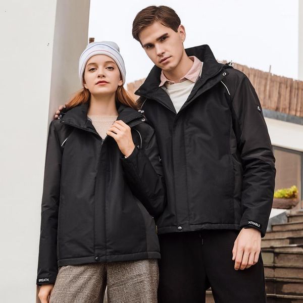 

winter 2020 men women outdoor coat fleece lining waterproof breathable hiking skiing snowboarding warm thick outerwear1, Black