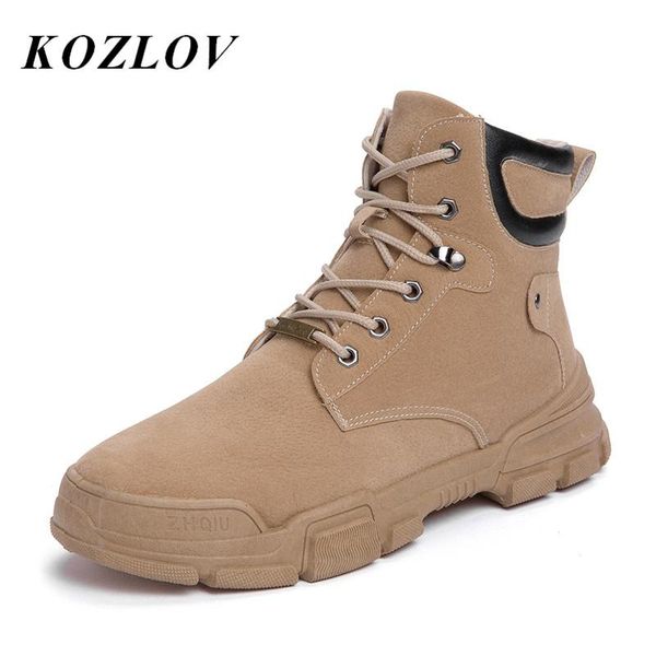 

ankle boots men suede leather western work safety boots for men casual shoes man winter cowboy askeri bot khaki kozlov, Black