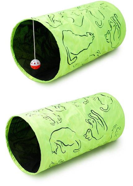

cat toys pet tunnel printed green lovely crinkly kitten toy with ball play fun bulk