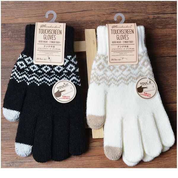 

winter gloves screen touch gloves wool suit women man geometric gloves e touch rekawiczki modis gifts mitte jllgfv, Black