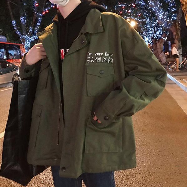 

2021 men tooling jacket autumn men multi-pocket jacket plus size coat fashion mens loose zipper brand loose outwear, Black;brown