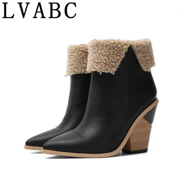 

boots 2021 brand women pointed toe wedges shoes autumn winter short ladies western ankle for women1, Black