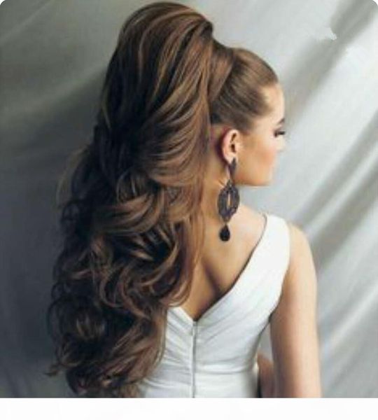 

100% real remy human hair ponytail #1b natural color indian virgin unprocessed clip in ponytail body wave extensions 180g, Black