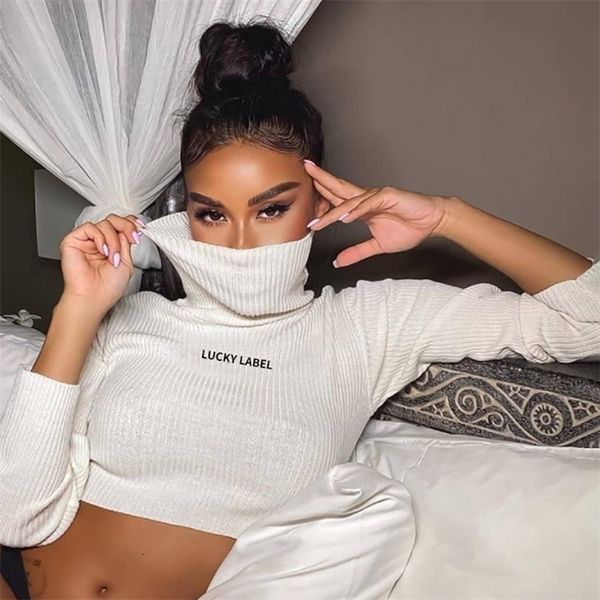 

winter women knitted knit sweaters solid casual turtleneck pullover basic short jumper autumn sweater female 201221, White;black