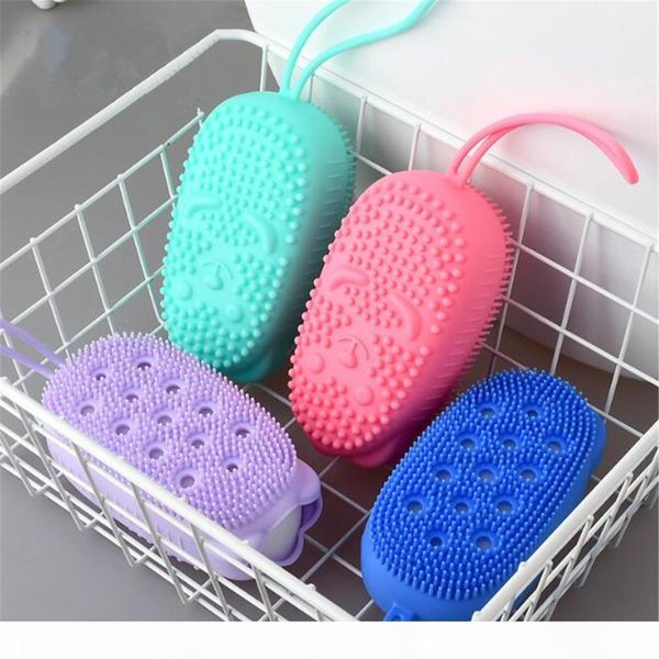 

silicone body scrubber soft bubble bath brush shower exfoliating sponge massager skin cleaner cleaning pad bathroom accessories