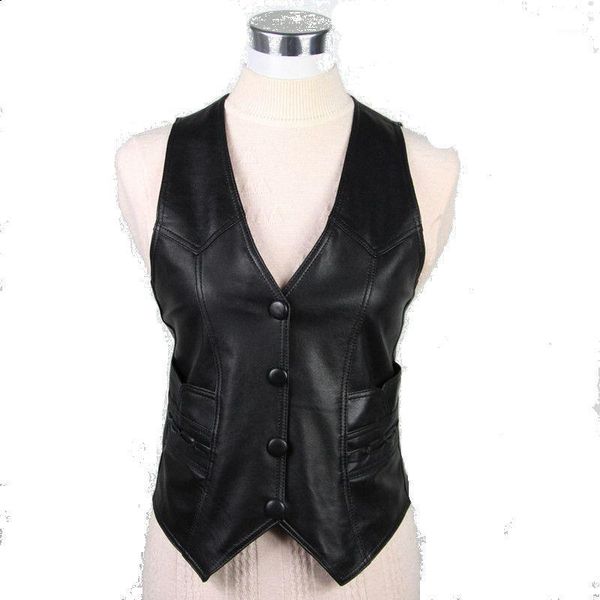 

quality sheepskin leather vest women 2020 new vest female plus size spring and autumn jackets fashion short slim coat1, Black;white