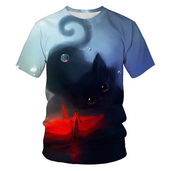 

new cute cat cartoon print kawaii female 3d print shirts comics graphic anime men clothing