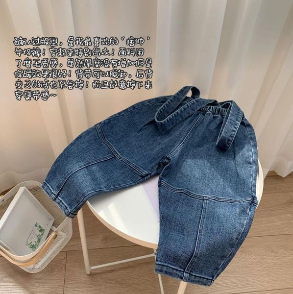 

2020 new wholesale girls boys denim overalls autumn winter cotton fashion kids pants 1-6 years yc831, Blue